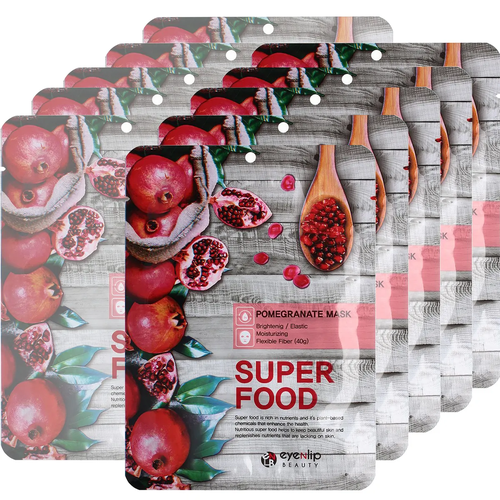 Маска для лица с экстрактом граната Eyenlip Super Food Mask Pomegranate, 10 шт маска для лица с экстрактом граната eyenlip super food mask pomegranate 10 шт