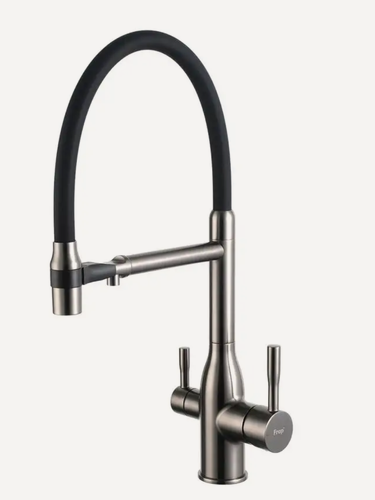 Изображение товара Смеситель для кухни Frap F4398-9 с подключением фильтра, черный/оружейная сталь