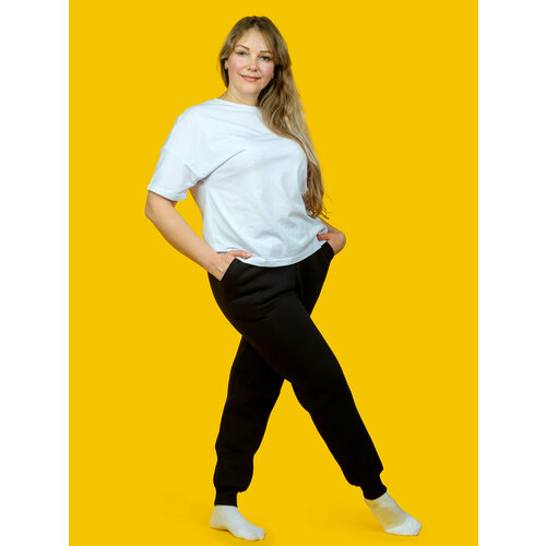 фото Брюки джоггеры , размер 50, черный светлена