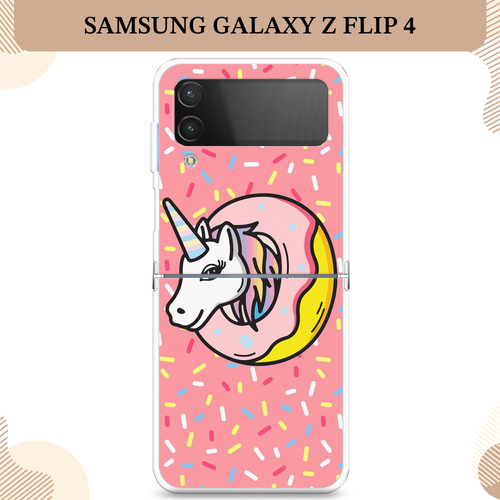 Силиконовый чехол Единорог в пончике на Samsung Galaxy Z Flip 4 / Самсунг Галакси Зет Флип 4