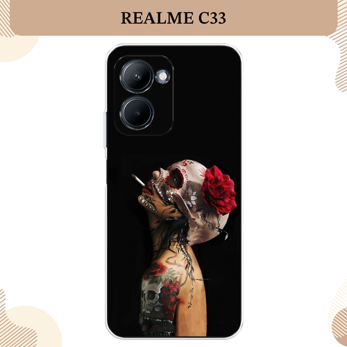 Силиконовый чехол Девушка с черепом на Realme C33 / Реалми С33