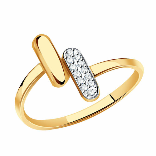 фото Кольцо diamant online, золото, 585 проба, фианит, размер 17, прозрачный