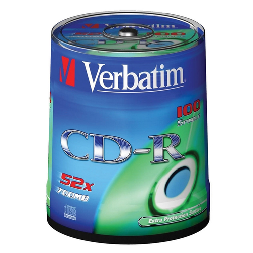 CD-R Verbatim Носители информации CD-R, 52x, Verbatim Extra Protection, Cake/100, 43411 диск cd rverbatim700mb 52x extra protection 200 шт