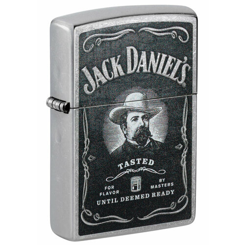 Зажигалка кремниевая Jack Daniels с покрытием Street Chrome, серебристая, Zippo, 48748