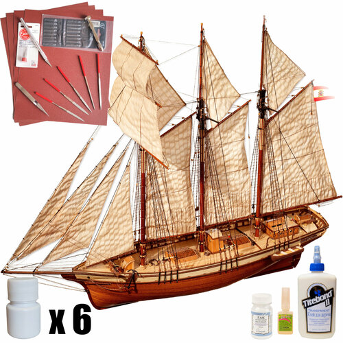 фото Подарочный набор модели корабля из дерева от occre (испания), cala esmeralda, м.1:58, + инструменты, краски, лак и клеи ocio creativo