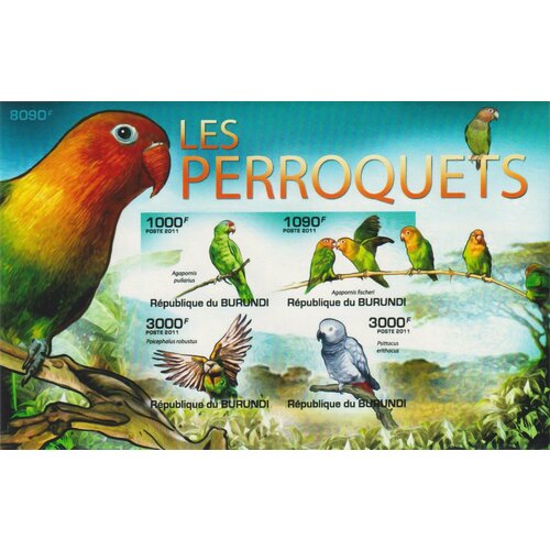 почтовые марки монголия 1990г попугаи птицы попугаи mnh Почтовые марки Бурунди 2011г. Птицы - Попугаи Попугаи, Птицы MNH