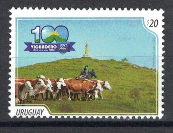 Почтовые марки Уругвай 2018г. "100 лет Вичадеро" Сельское хозяйство, Коровы MNH
