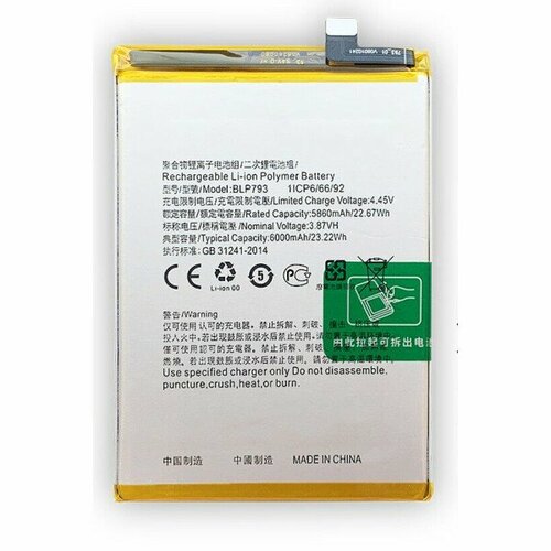 Аккумуляторная батарея для Realme C15 (BLP793) аккумулятор blp793 для realme c15