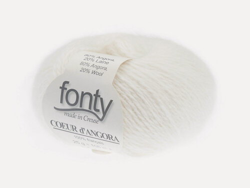 Изображение товара Пряжа Fonty Coeur d'Angora, 25г/108м, цвет 224 (молочный), Артикул 130903, 80% французская ангора, 20% меринос