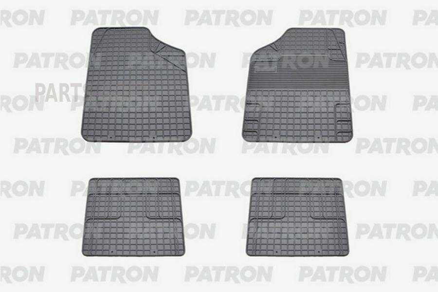 PATRON PCC-UNI0041 Комплект автомобильных ковриков резиновых универсальных, серого цвета, без перемычки, 4 предмета