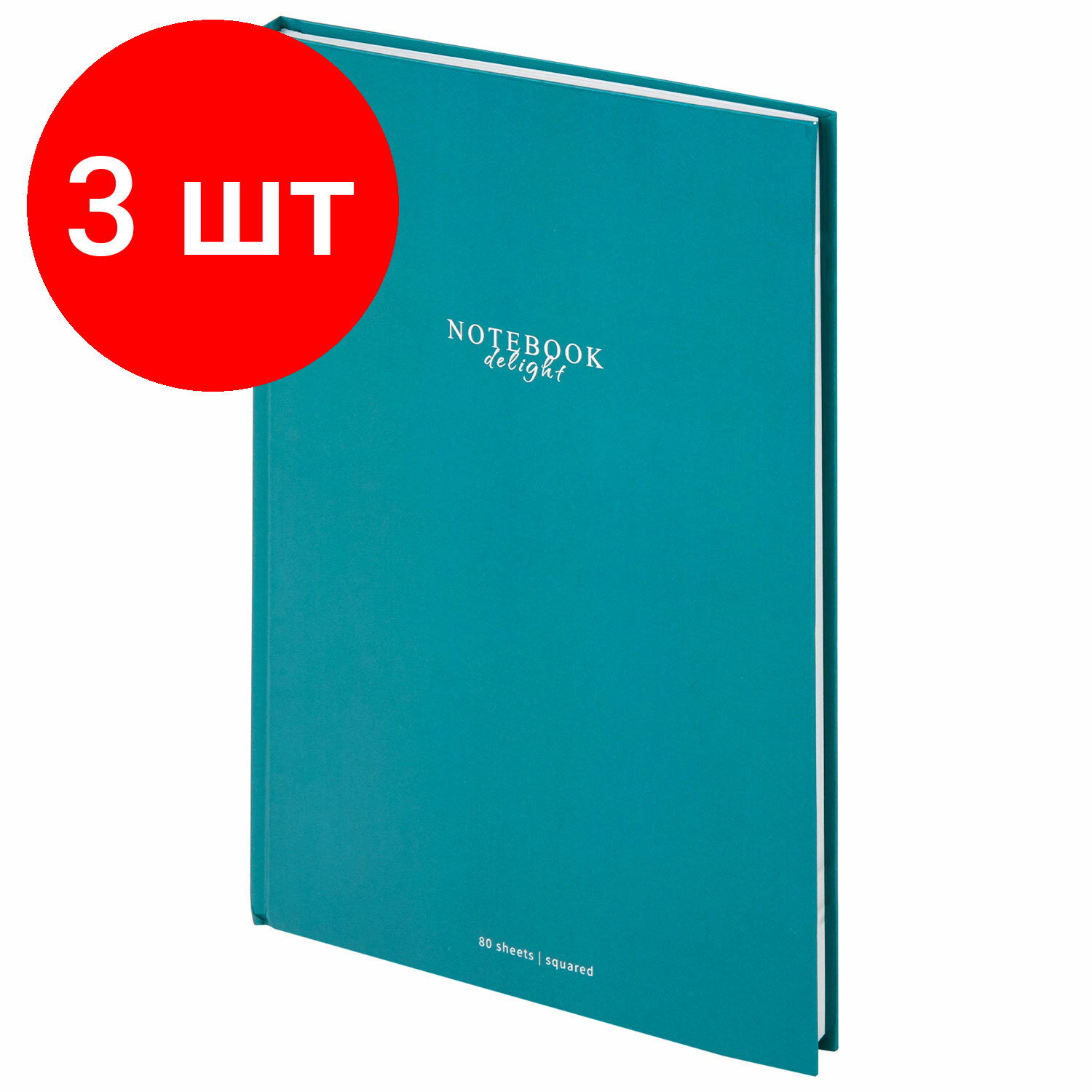 Комплект 3 шт, Блокнот большой формат (205х290 мм) А4, 80 л, твердый, клетка, STAFF, "Моноколор", 114404