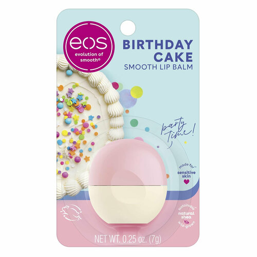 EOS Бальзам для губ Birthday Cake Lip Balm Праздничный Торт, 7 г