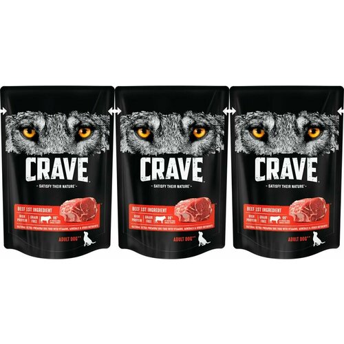 Crave Пауч для собак Говядина в желе, 85 г, 3 шт