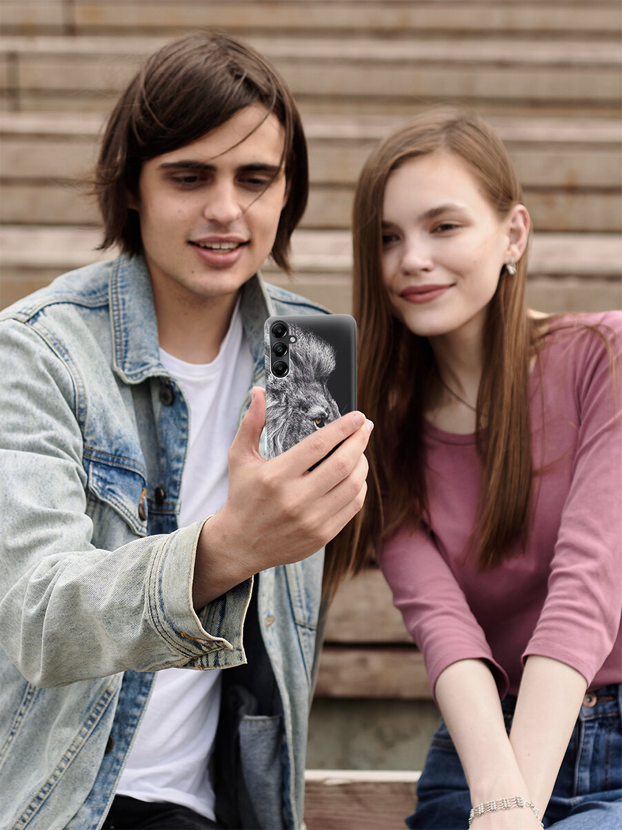 Силиконовый чехол на Samsung Galaxy A05s / Самсунг А05с с рисунком "Морда льва" — фото 1