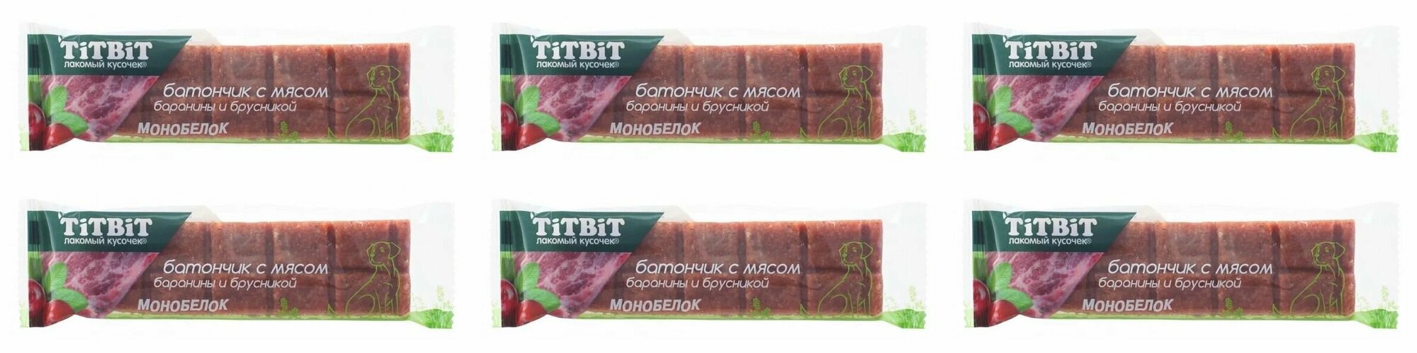 Titbit Лакомство для собак, батончик с мясом баранины и брусникой, 40 г, 6 шт.