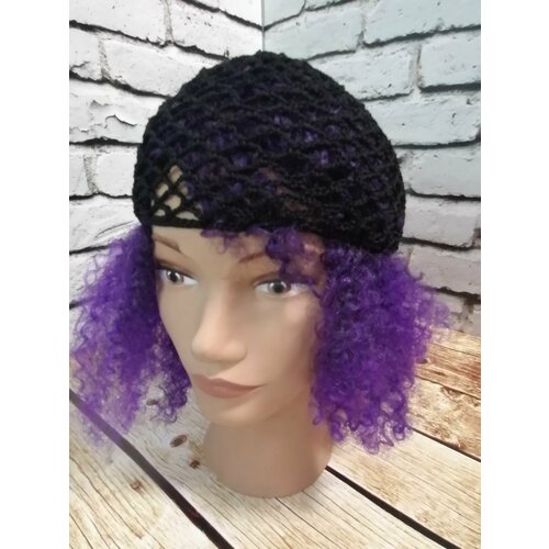 фото Шапка бини шапочка летняя ажурная сетка, размер 56, черный нет бренда