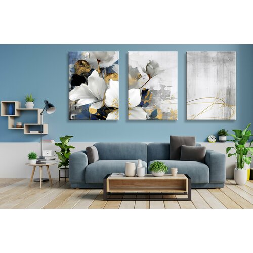 Модульная картина для интерьера из трех сегментов 60х40 см абстракция 