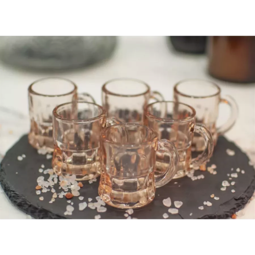 Набор стопок рюмок 6 х 25 мл Сrystal H-48 см D- 38 см для водки ликера настоек стекло Pinkс стекло розовые 732₽