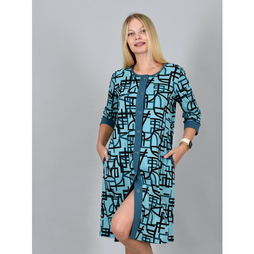 фото Халат lidэко, размер 116, голубой, зеленый