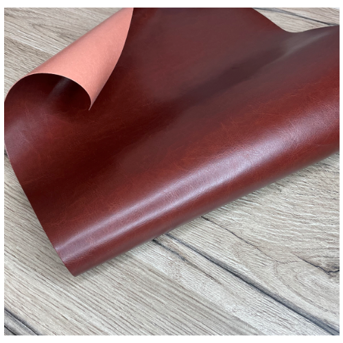 Переплетный кожзам (Италия) глянцевый, цвет коричневый, отрез 35*50 см (уцененный товар)