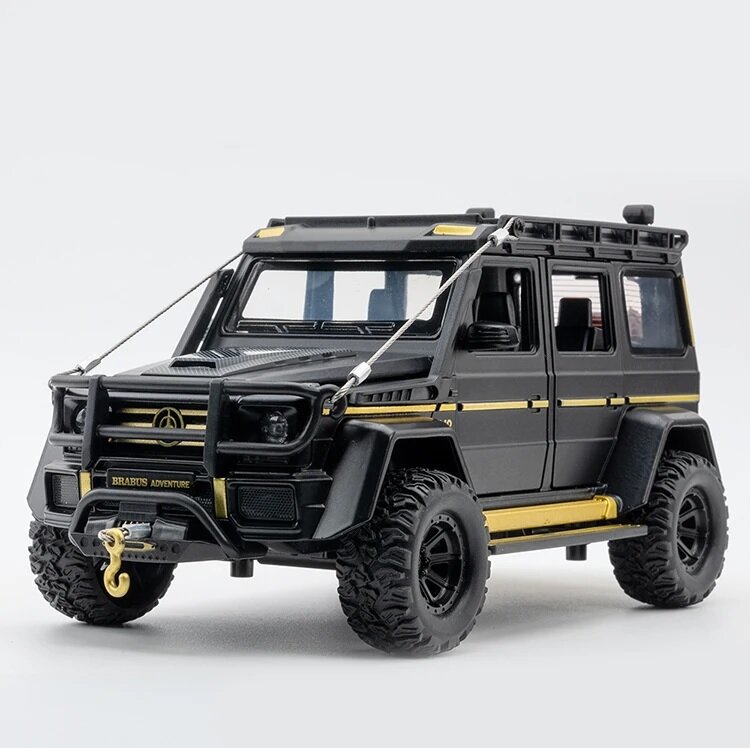 Джип Mercedes Brabus металлический с лебедкой капотными тросами свет, звук 1/24 B2421 (Цвет: Черный)