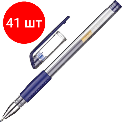 Комплект 41 штук, Ручка гелевая неавтомат. Attache Gelios-010 синий стерж, 0.5мм, манж