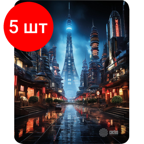 Комплект 5 штук, Коврик для мыши Cactus City 300x250x3мм (CS-MP-D05M)