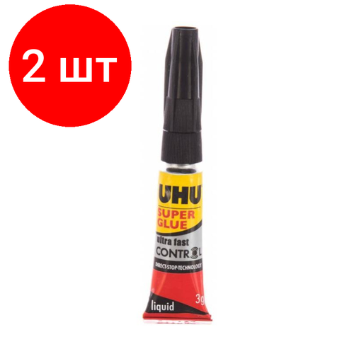 клей гель универсальный секундный super glue gel kerry 3 гр kerry арт kr 153 2 Комплект 2 штук, Клей универсальный секундный UHU Супер Глю Контроль 3 гр. (36015)