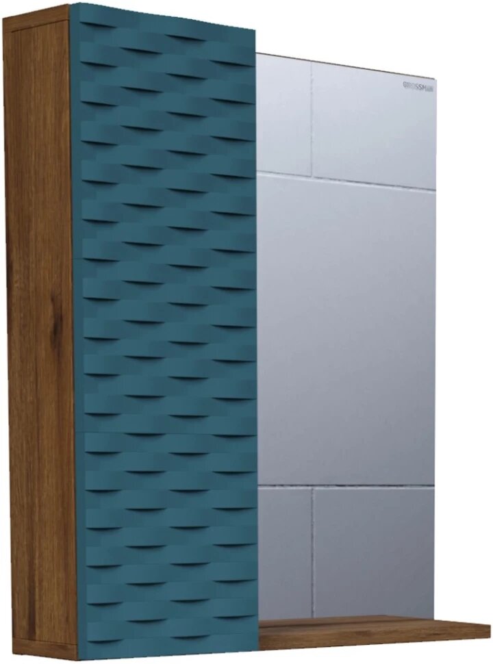 Зеркальный шкаф 65x75 см дуб веллингтон/бриз матовый L Grossman Альба 206502