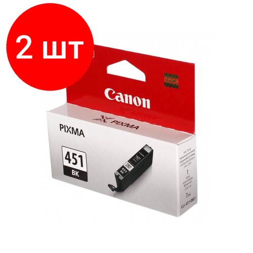 Комплект 2 штук, Картридж струйный Canon CLI-451BK (6523B001) чер. для MG5440/6340 iP7240 картридж canon cli 451bk black 6523b001 pixma ip7240