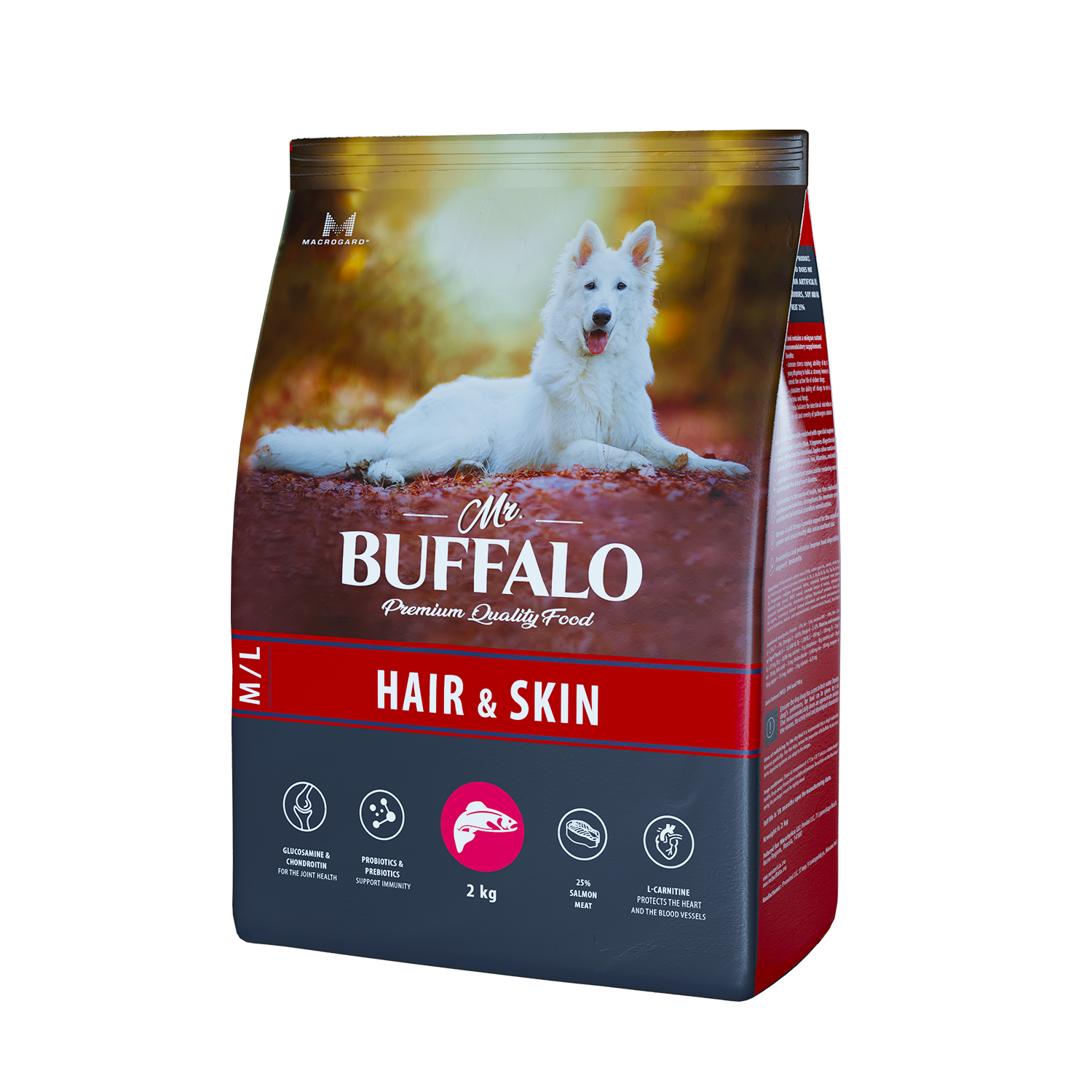 Mr.Buffalo HAIR & SKIN CARE для собак средних и крупных пород с Лососем, 2кг