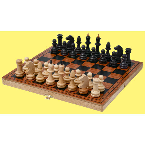 Шахматы Игрок мини из сапели №1 черный, бежевый