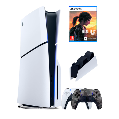 PS5 (ПС5) Игровая приставка Sony PlayStation 5 Slim disc + 2-й геймпад(камуфляж) + зарядное + игра The Last Of Us Part 1