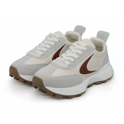 фото Кроссовки , полнота 6, размер 36, серый, бежевый без бренда