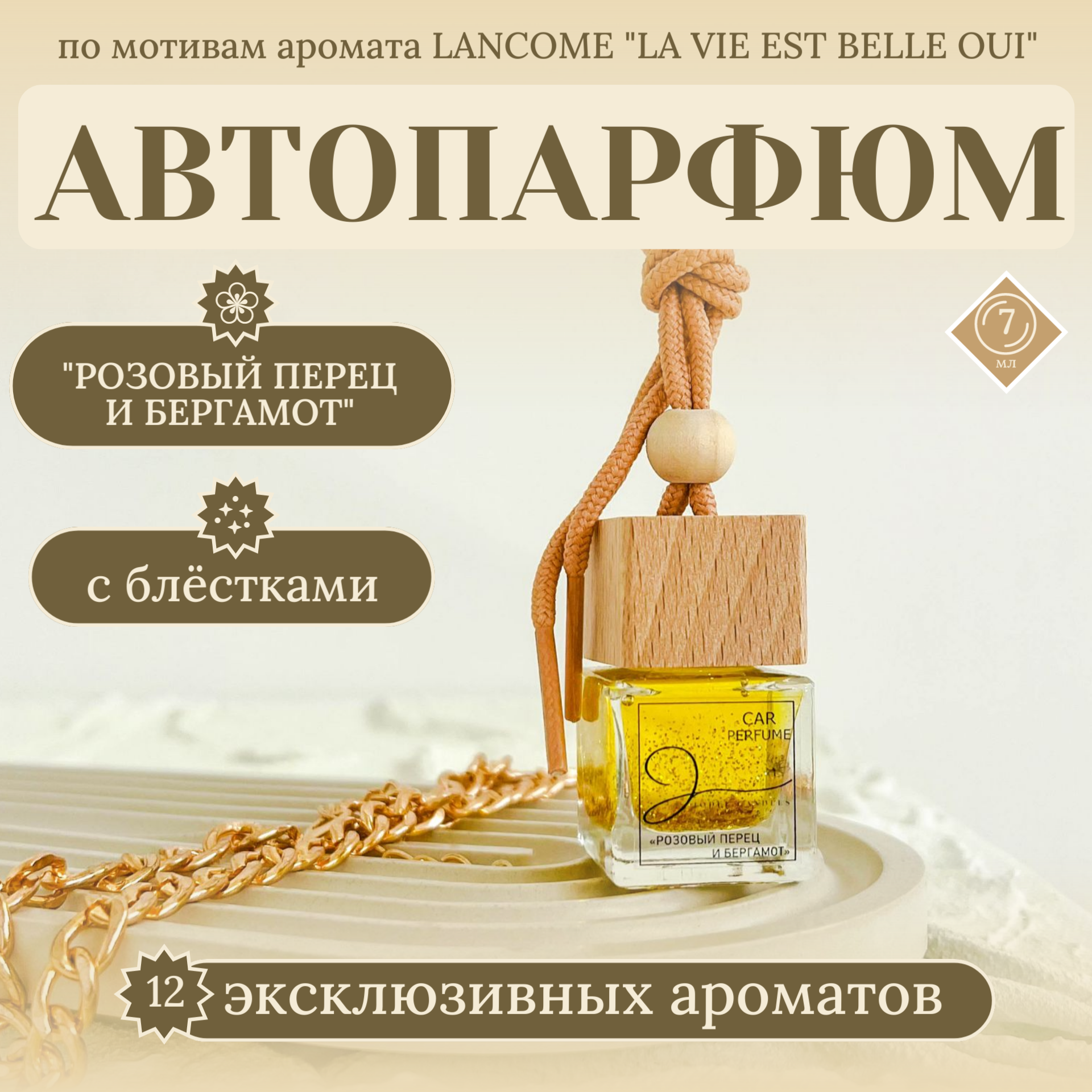 Автопарфюм, ароматизатор в машину, аромат для автомобиля "Розовый перец и бергамот"