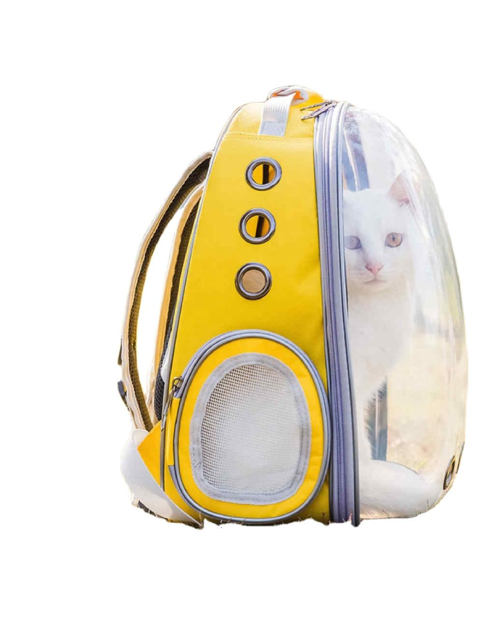 Рюкзак для животных мелких пород желтый с прозрачной дверцей - фотография № 3