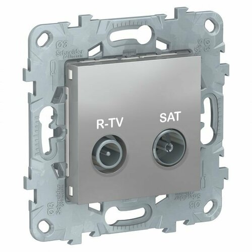 Розетка R-TV/SAT оконечная алюминий UNICA NEW, NU545530 розетка unica new r tv sat оконечная бежевый schneider electric nu545544 4 шт