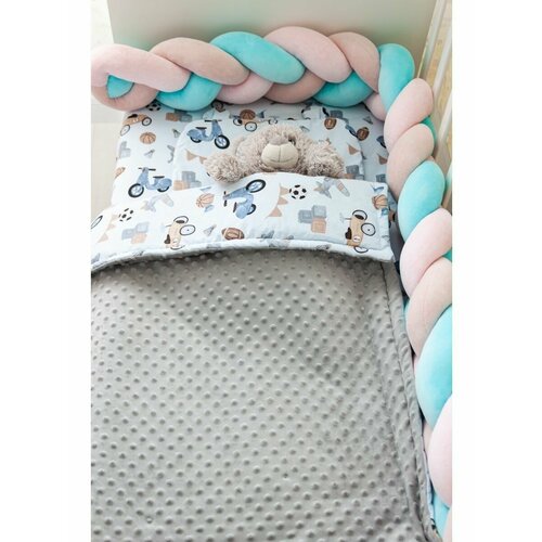 Плед детский для новорожденных плюс простынь и подушка