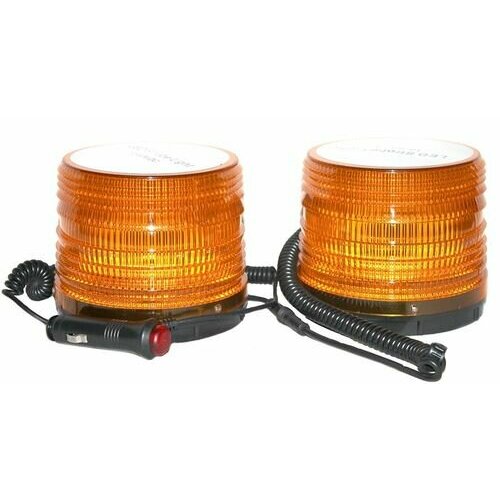 Маяк светодиодный желтый двойной (малый) в прикуриватель 10-30В (стробоскоп 119*83 мм) крепление стационарное или магнит