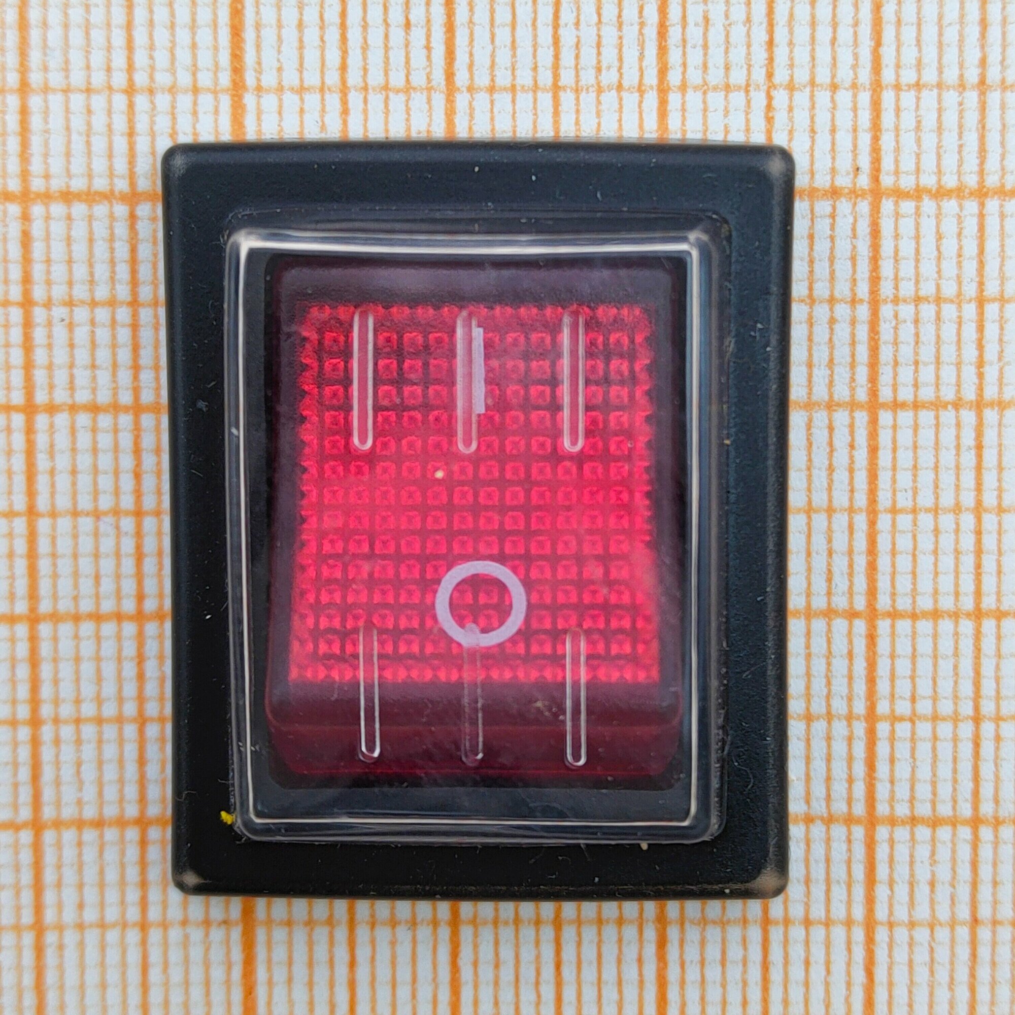 Выключатель клавишный 250V 30А (4с) ON-OFF мощный красный с подсветкой, влагозащита (+ клеммы и термоусадка)