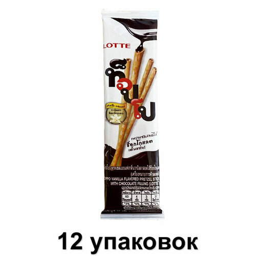 Lotte Палочки бисквитные Toppo с ванильной начинкой, 11 г, 12 уп