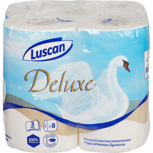 Luscan Бумага туалетная Luscan Deluxe 3сл бел 100%цел втул 19,35м 155л 8рул/уп туалетная бумага бумага туалетная luscan deluxe 3 слоя 19 35м 155л 8 рулонов