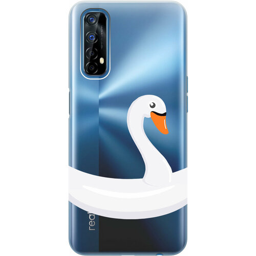 Силиконовый чехол на realme 7, Рилми 7 с 3D принтом Swan Swim Ring прозрачный чехол книжка на realme 7 рилми 7 с 3d принтом swan swim ring золотистый