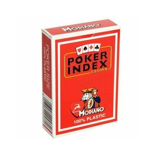 Карты игральные 54 шт. Modiano Mini Poker Index casino,100% пластик, рубашка красная