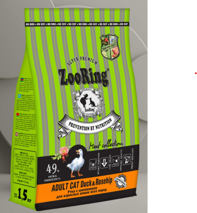 Zooring ADULT CAT DUCK&Rosehip (Утка с шиповником) 1,5 кг