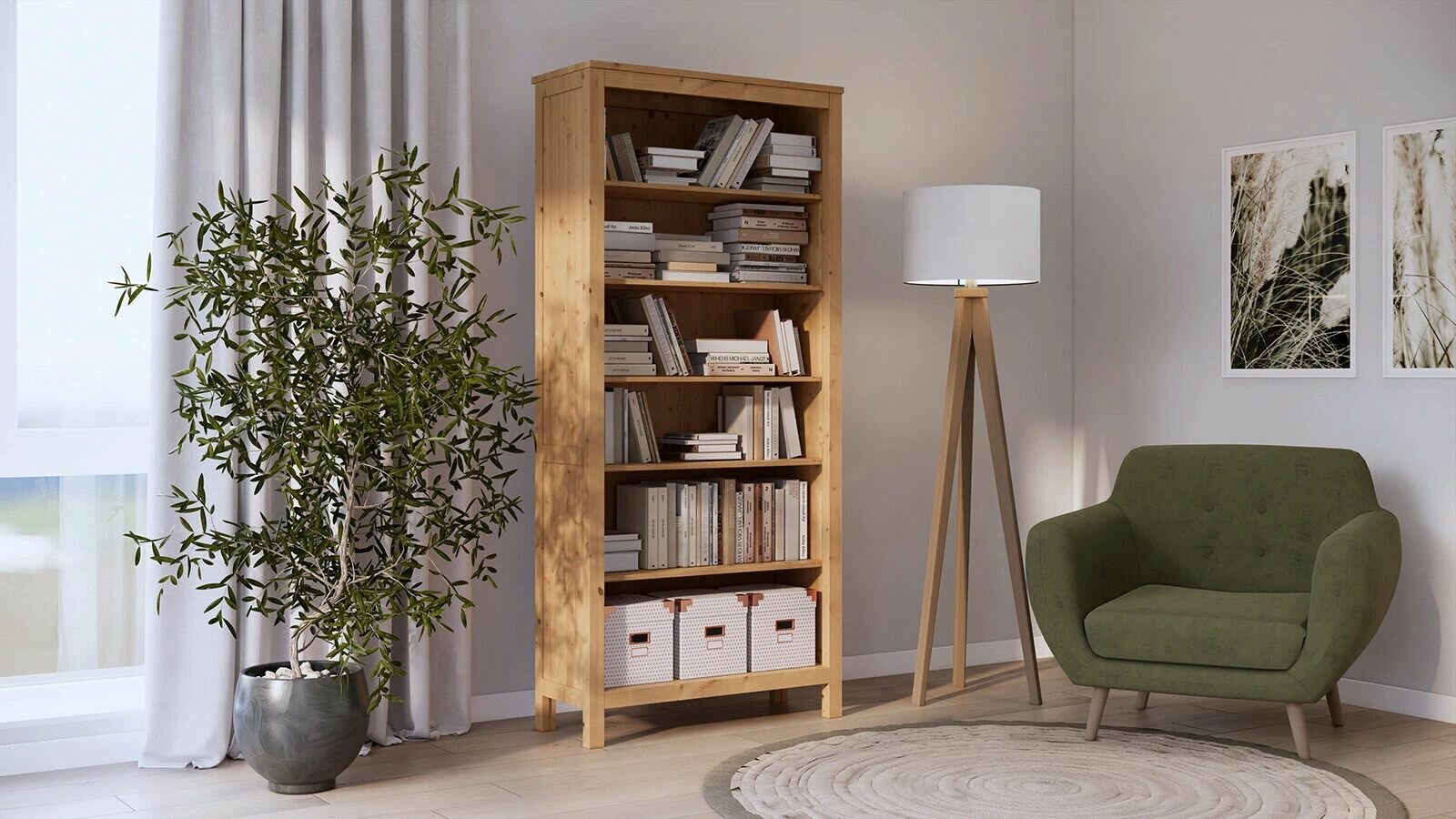 фото Шкаф книжный Terek (Терек) 090*197*037 светло-коричневый