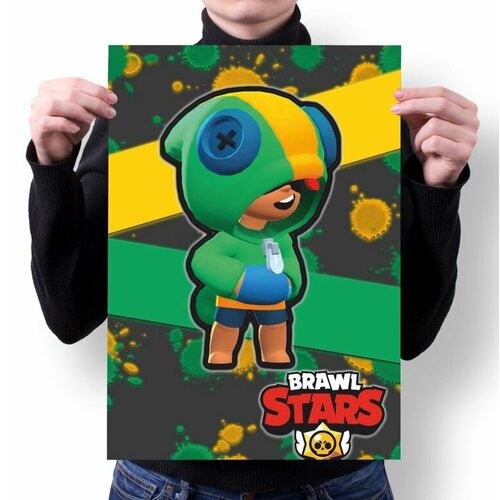 Плакат Бравл Старс Brawl Stars 54 с Леоном А4 480₽