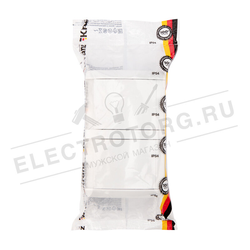 KR-78-0803 KRANZ Блок горизонтальный 2 розетки (керамика) INDUSTRIAL IP54 с заземлением, о/у, белый - фото №19