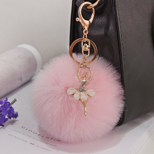 ins милый кролик щенок кукла брелок kawaii рюкзак сумка на молнии декоративная подвеска наушники автомобиль брелок игрушка акрил Брелок, розовый