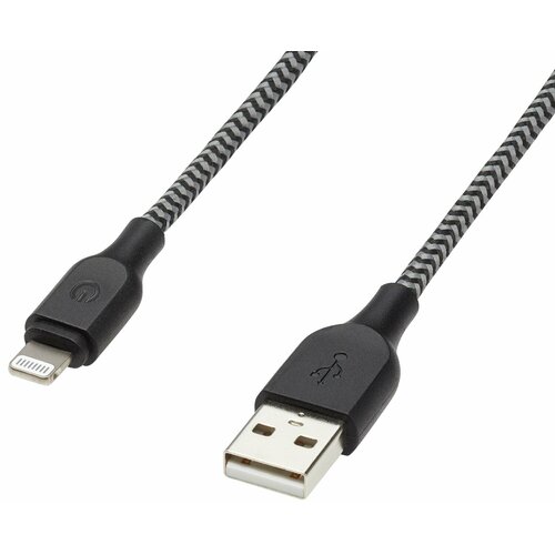 Кабель Gerffins PRO USB-A-Lightning MFI 1м, черно-серый, GFPRO-CABN-AL-BLACK/GREY